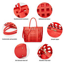 B09ZKSWB17 LMKIDS Women Fashion Handbags Wallet Tote Bag Top 2pcs (Red) - Like New