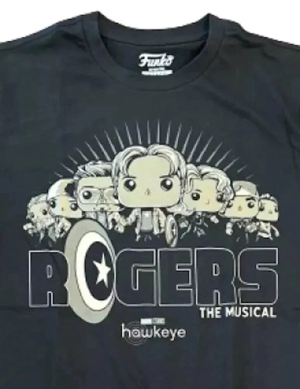 FUNKO MARVEL COLLECTOR CORPS HAWKEYE - STEVE ROGERS T-SHIRT - XL - BLACK - Like New