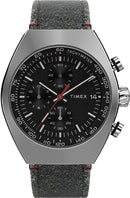 TIMEX LEGACY TONNEAU 42MM CHRONOGRAPH BLACK DIAL LEATHER STRAP - SILVER/BLACK - Like New
