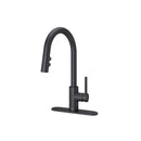 PFISTER STELLEN KITCHEN FAUCET WITH PULL DOWN SPRAYER, SINGLE HANDLE - BLACK - Like New