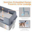 ZOZOO CAT LITTER BOX WITH LID, 23.7" L X 15.8" W X 13.8" H XXL METAL - Silver - Like New