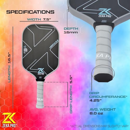 ZEKA PRO T700 RAW CARBON FIBER PICKLEBALL PADDLE 16MM CORE - BLACK/GRAY - Like New