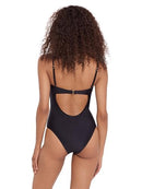6104010S Steve Madden Womens Bandeau One Piece Swimsuit, Shine Bright Raven, XL - Like New
