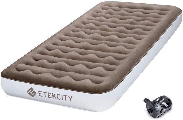 ETEKCITY AIR MATTRESS UPGRADED TWIN SIZE CAMPING BLOW UP BED - BROWN - Like New