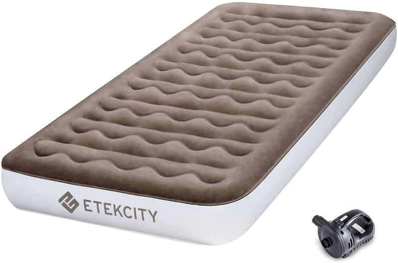 ETEKCITY AIR MATTRESS UPGRADED TWIN SIZE CAMPING BLOW UP BED - BROWN - Like New