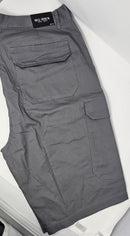 BLU ROCK MEN'S COTTON FLEX-STRETCH CARGO SHORTS - SIZE: MEN 40 - GRAY - Brand New
