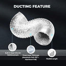SIMPLE DELUXE 4" 8 FEET DUCTING, NON-INSULATED FLEX ALUMINUM FOIL - SILVER - Brand New
