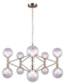 Canarm Francine 10-Light Chain Chandelier 30" Gold Finish Double Glass Shades - Brand New