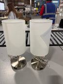 FENMZEE SMALL TOUCH TABLE LAMPS SET OF 2, 3-WAY DIMMABLE, AC OUTLET, SILVER BASE - Like New