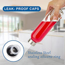 LUXFUEL CLEAR GLASS WATER BOTTLES, STAINLESS STEEL CAP, 12 SET - GLASS/STEEL - Like New