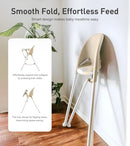 Mallify Foldable High Chair Space-Saving Portable Removable Double Tray - Beige - Like New
