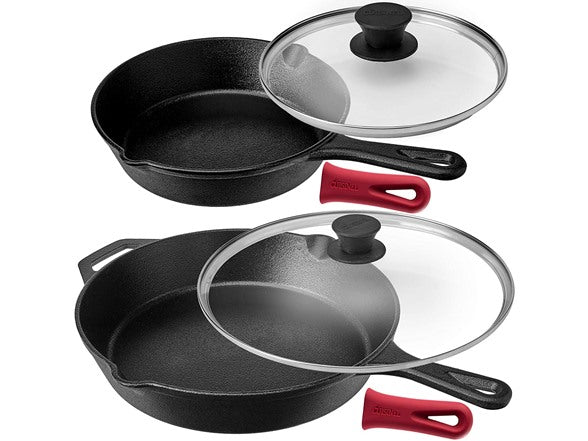 Cuisinel Cast Iron Skillet Lid Set of 2 Kitchen Cookware 8” 12" C12608 - Black Like New