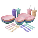 MightyMoe Kid’s Dinnerware 28 Pieces 4 Place Settings Pastel Color Set - Brand New