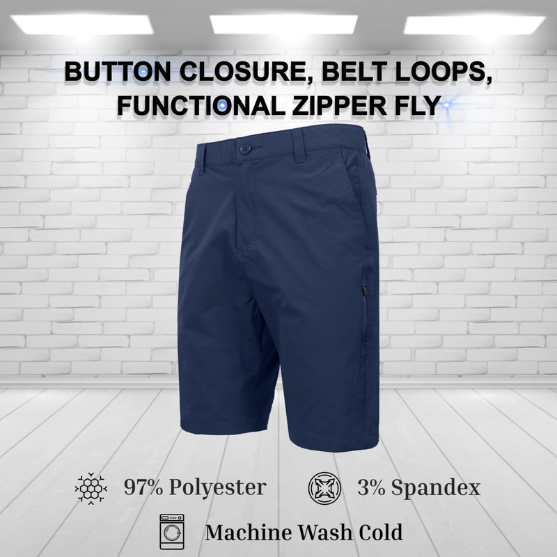 JUMP START MEN’S 6-POCKET ALL MOTION STRETCH UTILITY SHORTS - SIZE: 40 - NAVY - Brand New