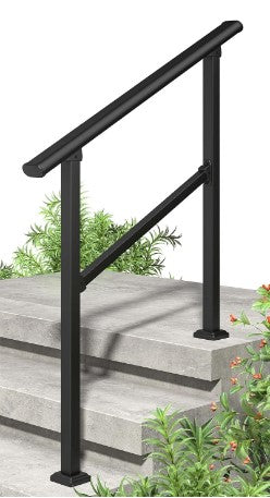ARTI-LIFE 3 STEP HANDRAILS FOR OUTDOOR STEPS, 1 PIECE - MATTE BLACK - Like New