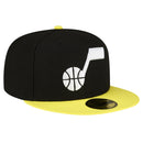 NBA MEN'S UTAH JAZZ NEW ERA 2-TONE 59FIFTY FITTED HAT - SIZE: 8 - BLACK/YELLOW - Like New
