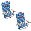 Tommy Bahama 2-Pack 5-Position Classic Lay Flat Backpack Beach Chair with Cooler - Like New