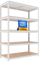HOMEDANT HOUSE LIFT-BEAM WHITE BOLTLESS HEAVY DUTY GARAGE STORAGE SHELVING - Like New