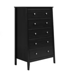 ADEPTUS SOLID WOOD EASY PIECES 5 DRAWER CHEST OF DRAWERS - MATTE BLACK FINISH - Like New