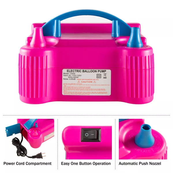 ELECTRIC BALLOON PUMP – INFLATES BALLOONS IN 3 SECONDS - PINK AND BLUE - Like New
