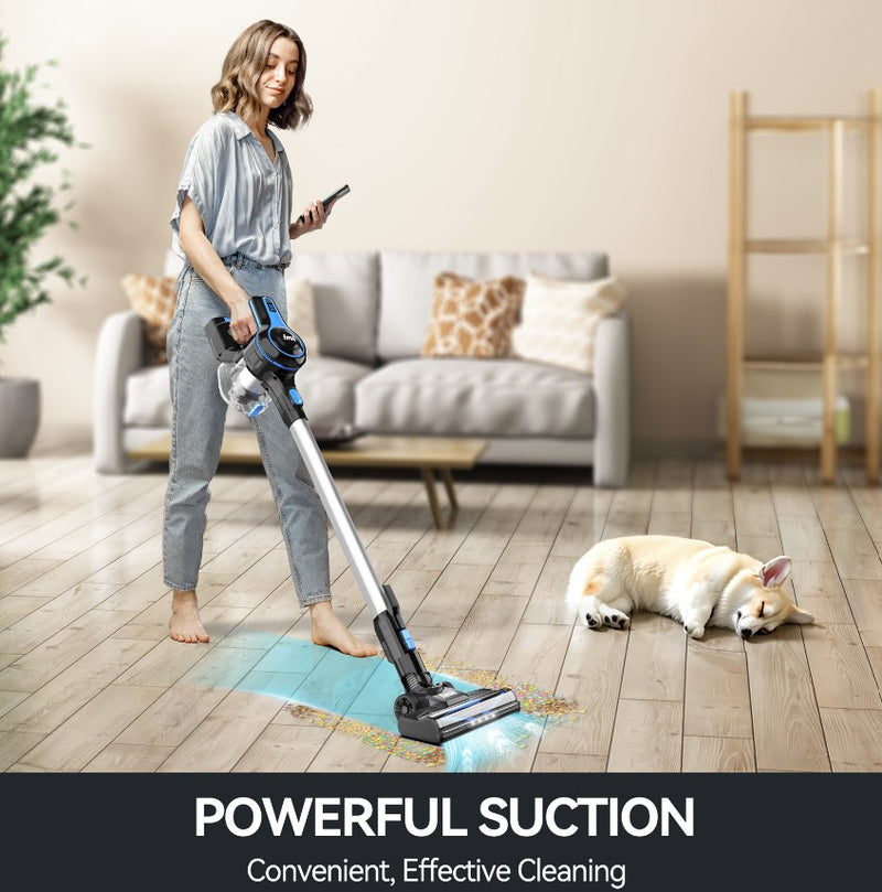 INSE Cordless Vacuum Cleaner, 6-in-1 Rechargeable Stick Vacuum 25kPa N500 - Blue Like New