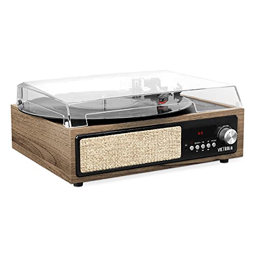 VICTROLA 3-IN-1 BLUETOOTH RECORD PLAYER BUILT IN SPEAKERS VTA-67-FNT - WALNUT - Like New
