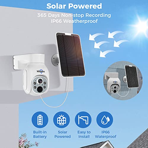 HISEEU SOLAR SECURITY CAMERA OUTDOOR 4MP WIRELESS BATTERY CAMERA WTD403 - WHITE Like New