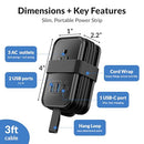UNCAGED ERGONOMICS TRAVEL CHARGER MULTIPLE DEVICES POWER STRIP - BLACK - Like New