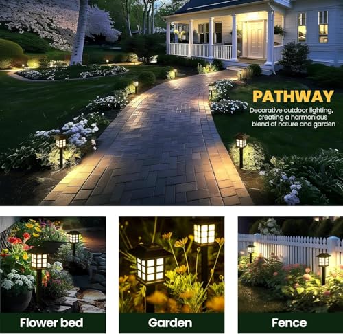 GIGALUMI SOLAR OUTDOOR LIGHTS 10 PACK SOLAR WALKWAY WARM WHITE - BLACK - Like New