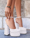 VETASTE WOMEN'S PLATFORM CHUNKY HIGH BLOCK HEELS ANKLE STRAP SHOES - SIZE 8.5 - Like New
