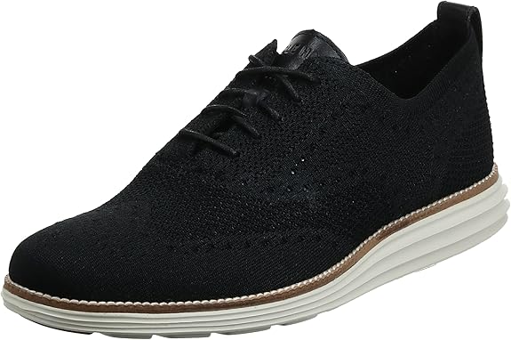 COLE HAAN MEN'S ORIGINAL GRAND KNIT WING TIP II SNEAKER SIZE: 11.5 - BLACK/IVORY - Like New