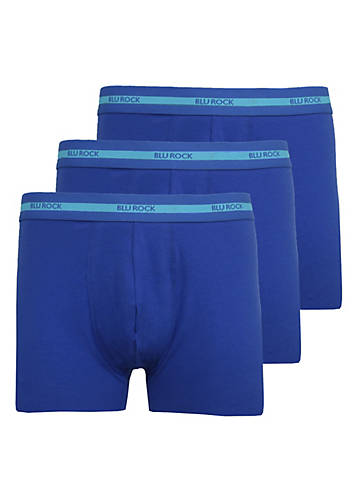 BLU ROCK MEN'S COTTON FLEX STRETCH BOXER BRIEFS 3 PACK, MEDIUM - NAVY - Brand New