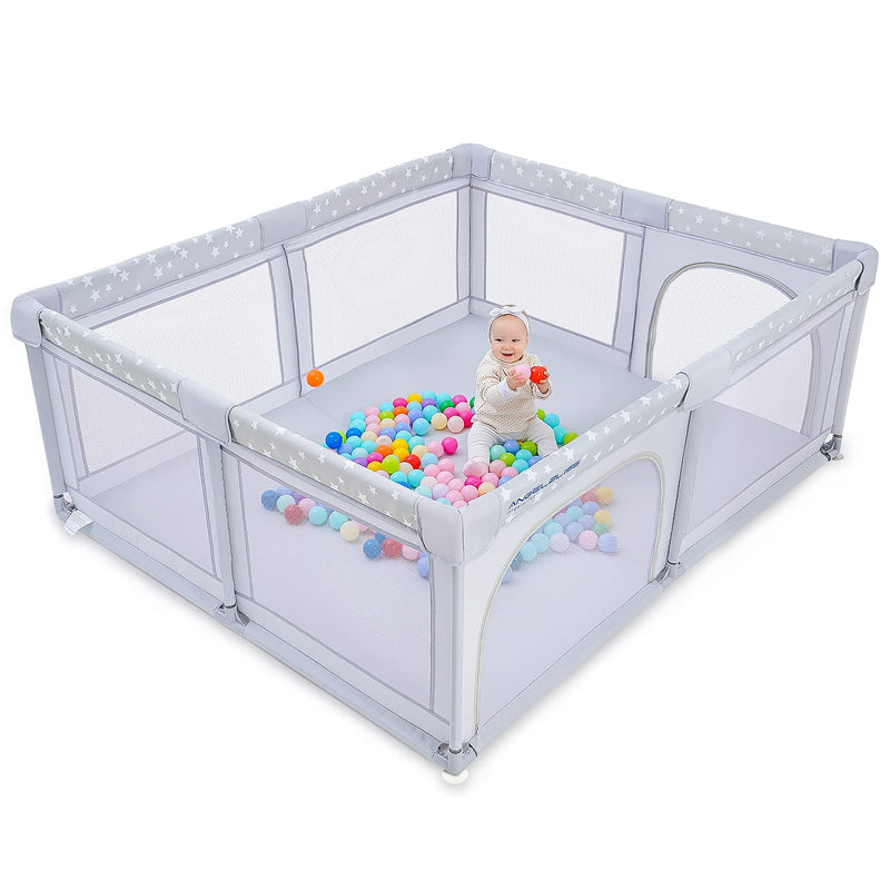 ANGELBLISS BABY PLAYPEN WITH STAR PRINT 50"X50" - GRAY - Scratch & Dent