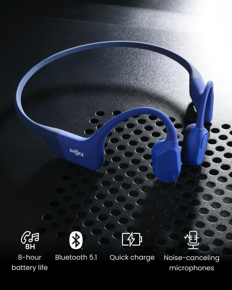 SHOKZ OpenRun (AfterShokz Aeropex) Open-Ear Bone Conduction Headphones - Blue Like New