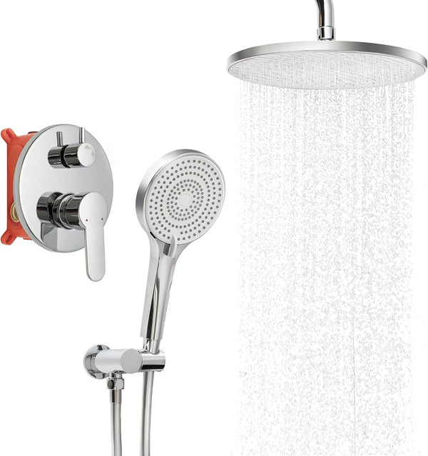 GENERIC SHOWER SYSTEM RAINFALL SLIVER HIGH PRESSURE SHOWER KIT - SILVER/WHITE - Like New