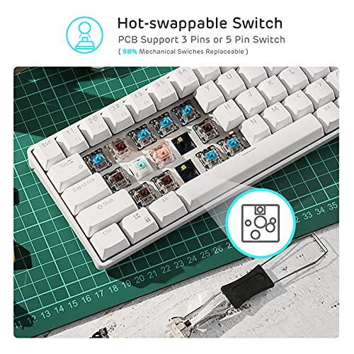 RK ROYAL KLUDGE RK68 Wireless Hot Swappable 65% Mechanical Keyboard - WHITE - Like New