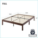 Mellow Asher 14 Inch Bamboo Wood Platform Bed with Wooden Slats, Full- Coffee - Like New