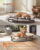 FEANDREA ELEVATED OVAL DOG BED (XXXL) - BLACK/GRAY - Like New