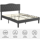 VECELO UPHOLSTERED PLATFORM BED FRAME WITH ADJUSTABLE HEADBOARD, QUEEN - GRAY - Like New