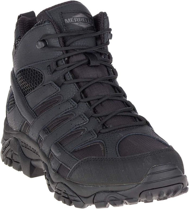 MERRELL MEN'S MOAB 2 MID WP MILITARY BOOTS WIDE WIDTH - SIZE: MEN 10.5W - BLACK - Like New