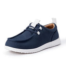 AEMN82375Q226 AMAZON ESSENTIALS MEN CANVAS MOC TOE LOAFER SIZE 9.5 NAVY/WHITE - Like New