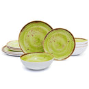 TP 12-PIECE DINNERWARE SET MELAMINE DISHES AND BOWLS SET WITH PLATES - GREEN - Like New
