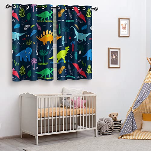 AIMEGO KIDS BOYS DINOSAUR BLACKOUT CURTAINS,2 PANEL 42" X 63", DINOSAUR 0065 - Like New