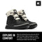 NL5151 SOREL WOMEN'S OUT N ABOUT LV CHILLZ WATERPROOF BOOT BLACK/CHALK SIZE 11 - Like New