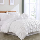 Chezmoi Collection Sydney 6-Piece Pinch Pleat Comforter Set - Twin, White - Like New