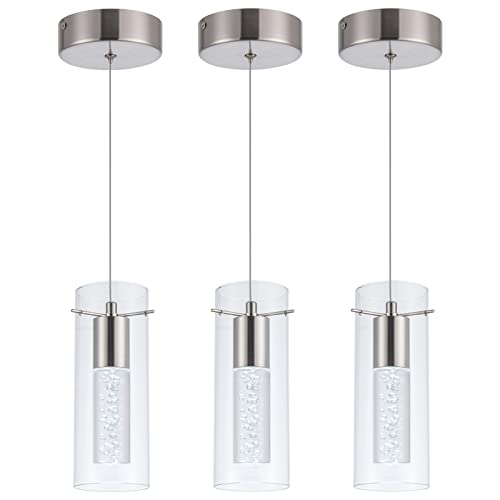 LEADTEK 3 Pack Pendant Lights Kitchen Island Light Brushed Nickel - Like New