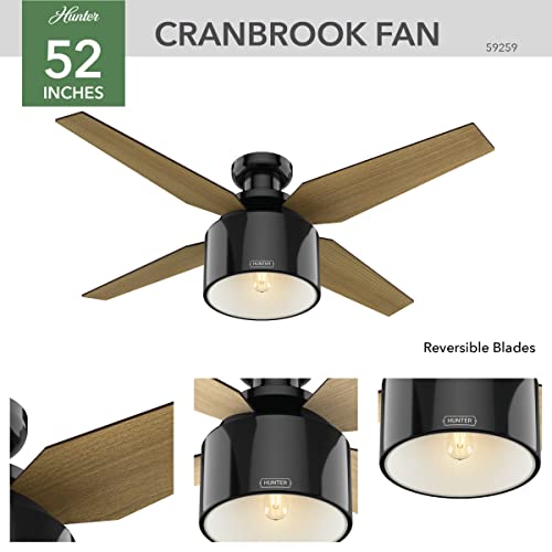 HUNTER FAN 52 INCH CRANBROOK CEILING LIGHT KIT HANDHELD REMOTE 59259 - BLACK - Brand New