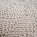 LE POUF GDF STUDIO ASHBURY BOHO ROUND HAND-CRAFTED KNITTED OTTOMAN - IVORY - Brand New