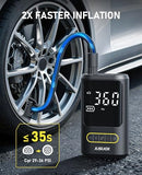 JUSUOX TIRE INFLATOR PORTABLE AIR COMPRESSOR, AIR BIKE PUMP DIGITAL PRESSURE - Like New