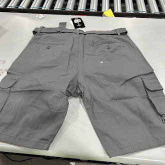 BLU ROCK NWT BLU ROCK MEN'S SMOKE CARGO BELTED BERMUDA SHORT - SIZE: 34 - GRAY - Brand New